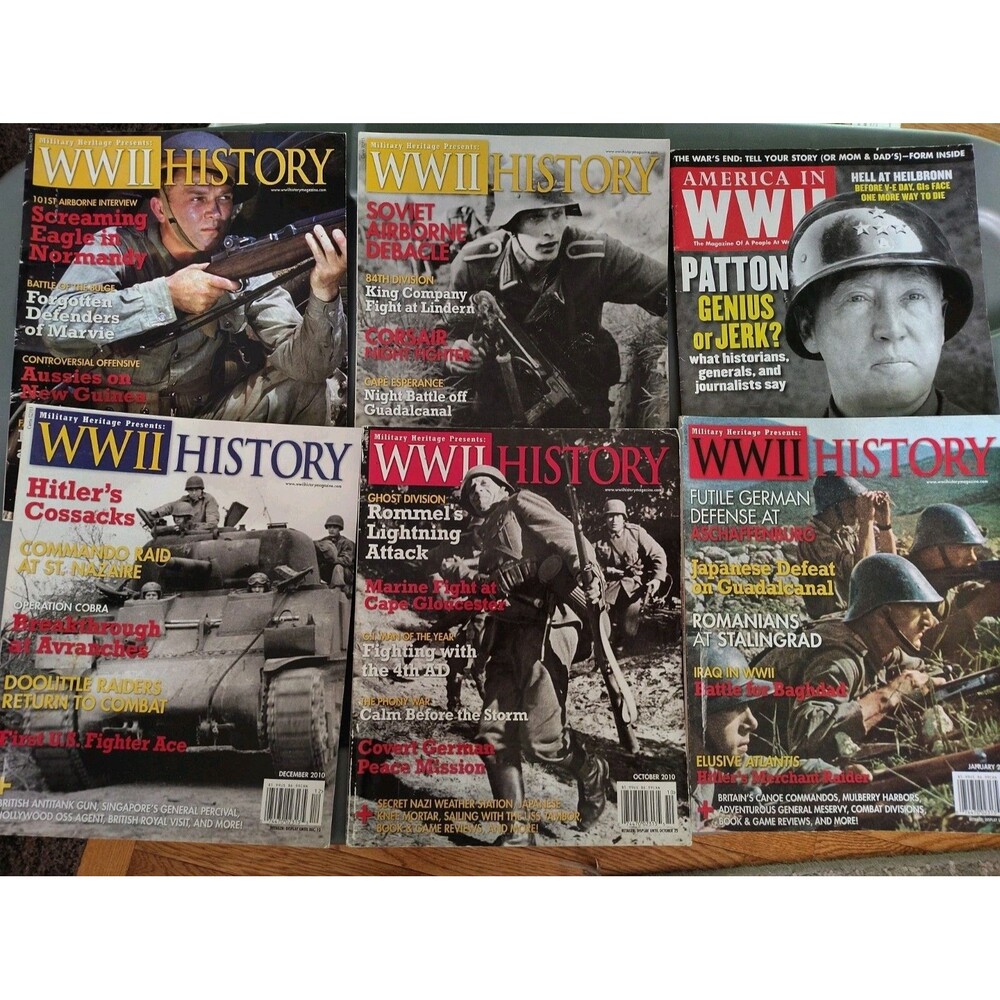 WWII History Magazine Lot of 6 Back Issues 2010 2011 Patton Rommel Military